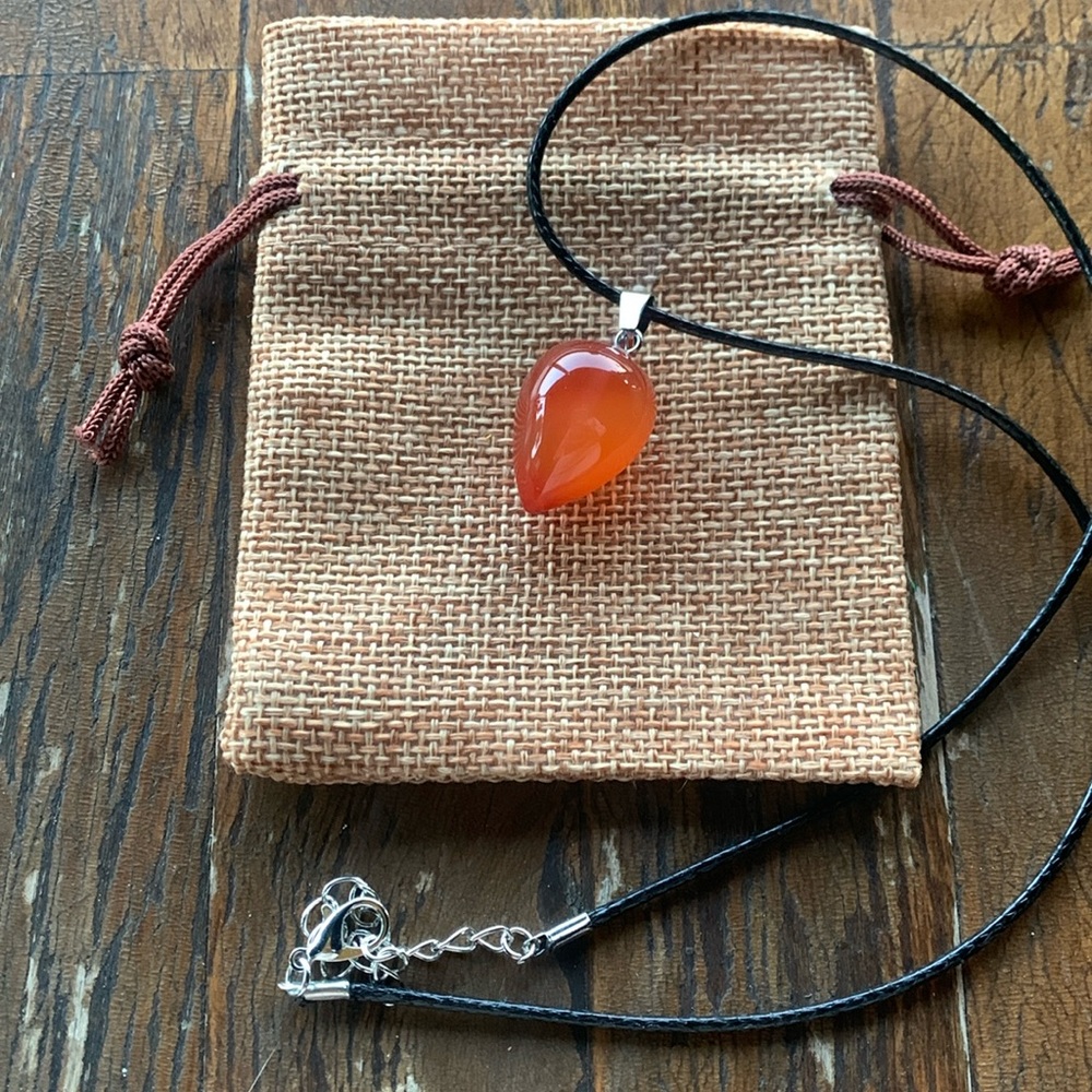Carnelian Cone Necklace Carnelian Pendant Crystal Necklace Gemstone Necklace